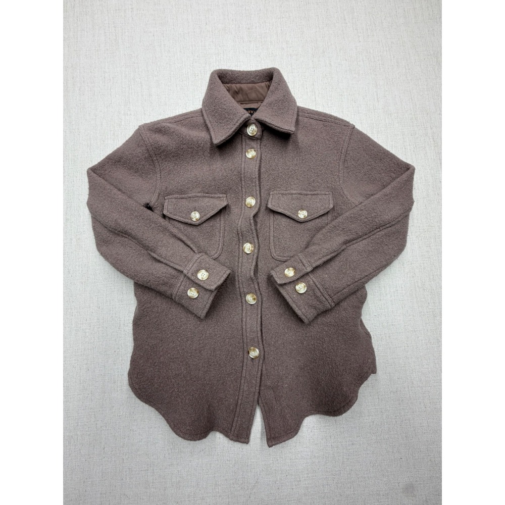 Quince 100% Merino Wool Shirt Jacket Taupe Brown Shacket GAS001 Size S